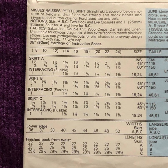 Vogue Pattern  7648  midi maxi skirt  sz 20 22 24 - Picture 5 of 6